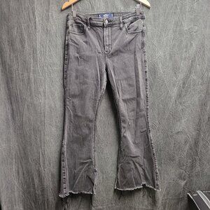 Women's 30 x 29 Black Distressed Soft Stretch High-rise Flare Jeans